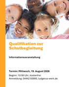 Grafik zur Informationsveranstaltung "Schulbegleiter" am 19. August, 10:00 Uhr im Ludgerus-Werk
